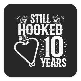 Cute 10th Anniversary Couples Married 10 Years Square Sticker