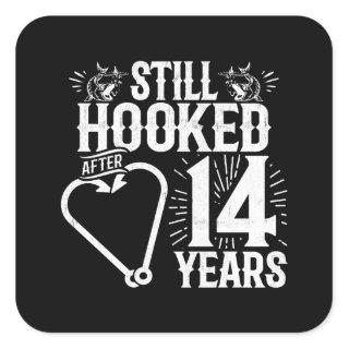 Cute 14th Anniversary Couples Married 14 Years Square Sticker