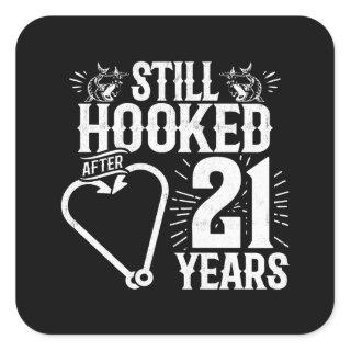 Cute 21st Anniversary Couples Married 21 Years Square Sticker