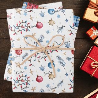 Cute, 3 Names, Christmas Patterns 19x29  Sheets
