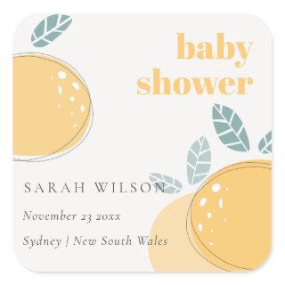 Cute Abstract Lemon Fruity Bold Baby Shower Square Sticker