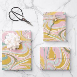 Cute Abstract Marble Swirl in Earthy Pink and Gold  Sheets