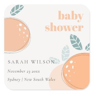 Cute Abstract Orange Fruity Bold Baby Shower Square Sticker