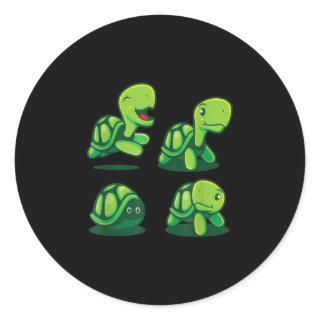 Cute Adorable Green Turtle Funny Turtle Tortoise Classic Round Sticker