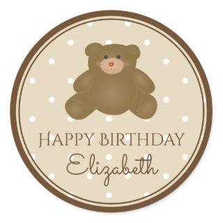 Cute Adorable Teddy Bear Baby First Birthday Party Classic Round Sticker