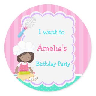 Cute African American Girl Baking 'I went to' Classic Round Sticker
