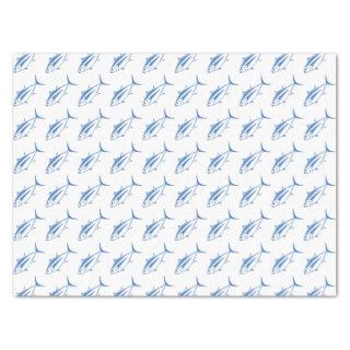 Cute Albacore Tuna Fish in Aegean Blue and White Tissue Paper