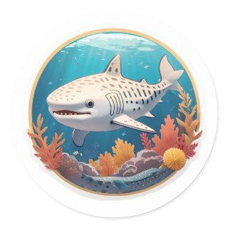 Cute Albino Whale Shark Classic Round Sticker