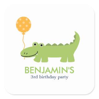 Cute Alligator Birthday Square Sticker