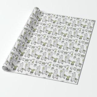 Cute Alpaca & Cactus Pattern
