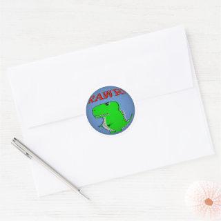 Cute and Angry Cartoon T-Rex RAWR Classic Round Sticker