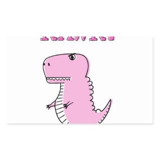 Cute And Angry Pink Cartoon T-Rex Dinosaur Rectangular Sticker