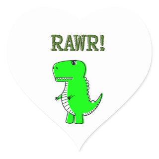 Cute and Angry T-Rex RAWR Heart Sticker