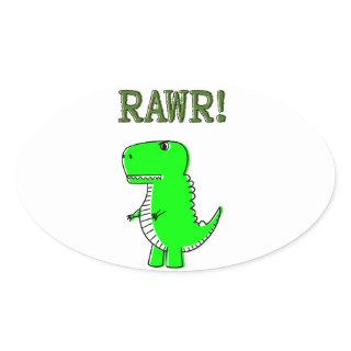 Cute and Angry T-Rex RAWR Oval Sticker