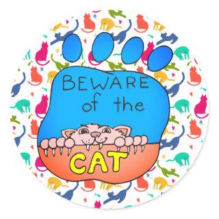 Cute and Colorful Beware of the Cat Stickers