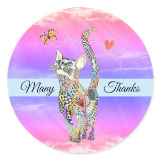 Cute and Colorful Cat Thank You Stickers