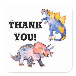 Cute and Colorful Dinosaur Dragon Thank You Square Sticker