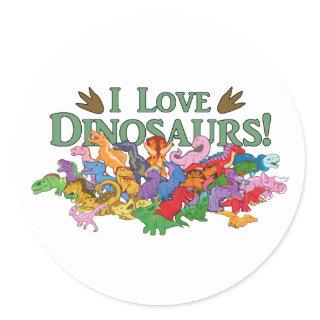 Cute and Colorful Dinosaurs Classic Round Sticker