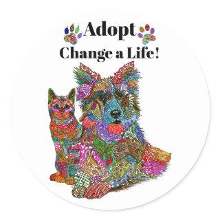 Cute and Colorful Dog and Cat Adoption Sticker