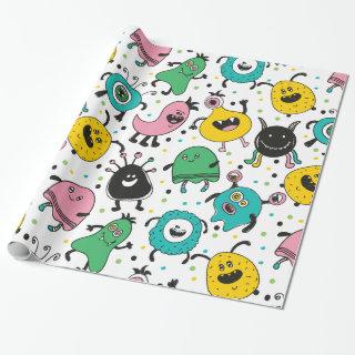 Cute and funny cartoon monster pattern