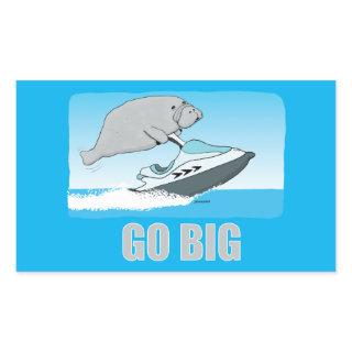 Cute and Funny Manatee on a Jet Ski T-Shirt Rectangular Sticker