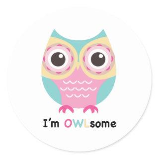 Cute and funny Owl cartoon Classic Round Sticker