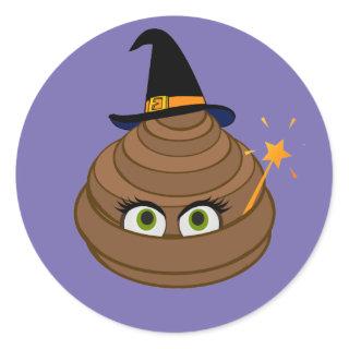 Cute and Funny Witchy Poop Emoji Classic Round Sticker