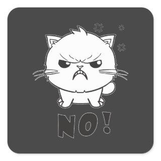 Cute angry cat hissing No. Square Sticker