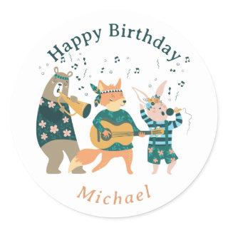 Cute Animals Bend Classic Round Sticker