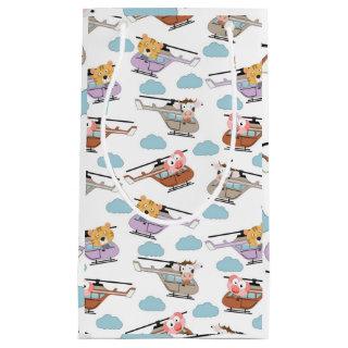 Cute Animals In Helicopter Pattern Small Gift Bag