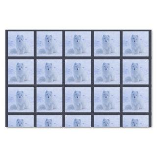 Cute Arctic Fox on Snowy Winter Background Tissue Paper