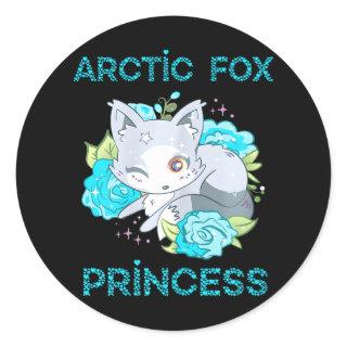Cute Arctic Fox Princess Winked Eye Fox Classic Round Sticker