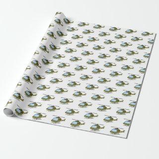 Cute army camoflage helicopter cartoon