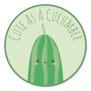 Cute As a Cucumber Funny Cutecumber Classic Round Sticker