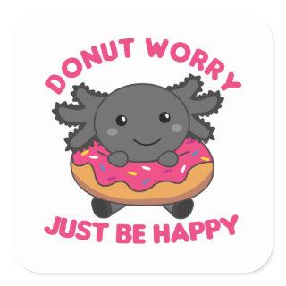 Cute Axolotl Funny Animals In Donut Pink Square St Square Sticker