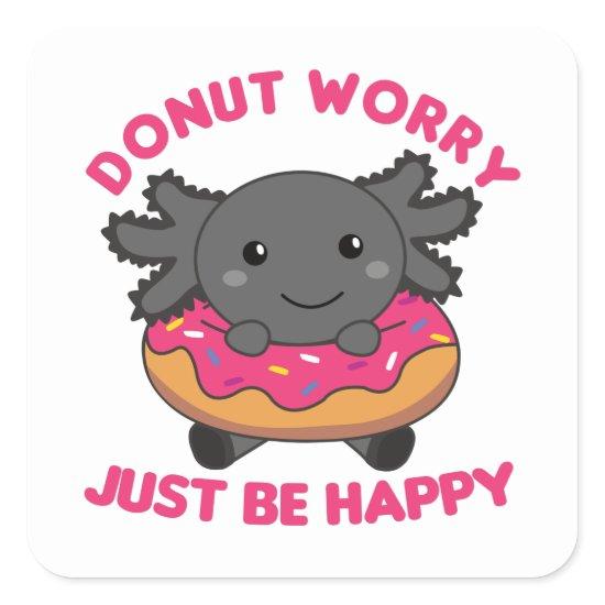 Cute Axolotl Funny Animals In Donut Pink Square St Square Sticker