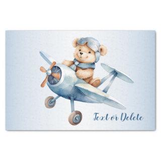 Cute Baby Bear Pilot Blue Airplane Beautiful Tissue Paper