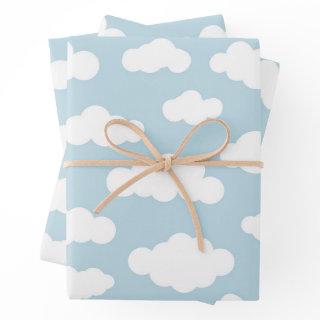 Cute Baby Blue and White Pastel Clouds   Sheets