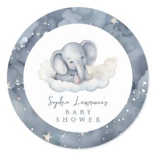 Cute Baby Elephant Baby Shower Classic Round Sticker
