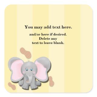 Cute Baby Elephant Peanuts Birthday Party Sticker