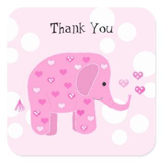 Cute Baby Elephant Thank You Square Sticker