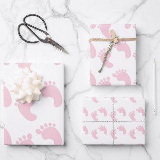 Cute Baby Footprints Pink Girl Theme  Sheets