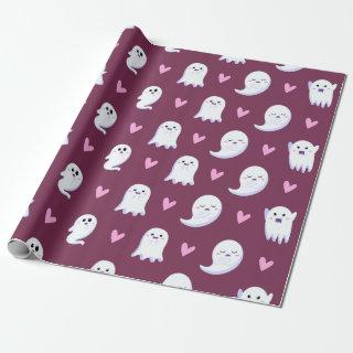 Cute Baby Ghost & Pink Heart Pattern Spooky Funny