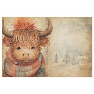 Cute Baby Highland Cow Winter Christmas Tissue Paper