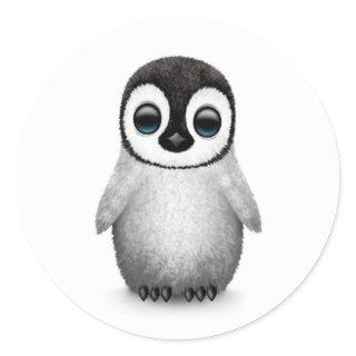 Cute Baby Penguin on White Classic Round Sticker