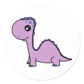 Cute Baby Purple Dinosaur Classic Round Sticker
