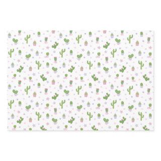 Cute Baby Shower Cacti Party Pattern  Sheets