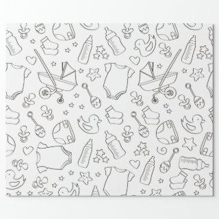 Cute baby shower gifts doodle black & white design