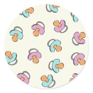Cute Baby Shower Pacifier Gender Reveal Classic Round Sticker