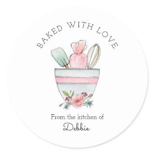 Cute Baking Utensils on White Classic Round Sticker